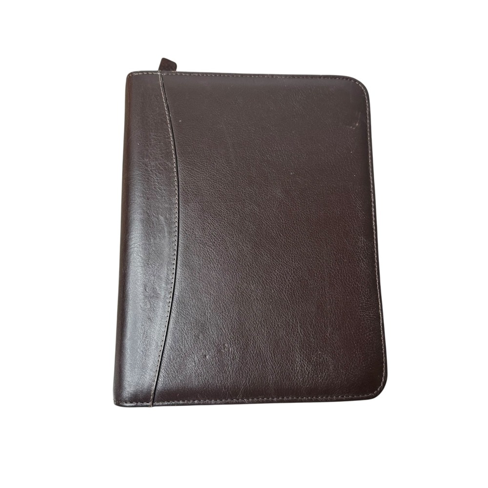 Franklin Covey Brown Nappa Leather 7-Ring Zip Planner Binder Portfolio